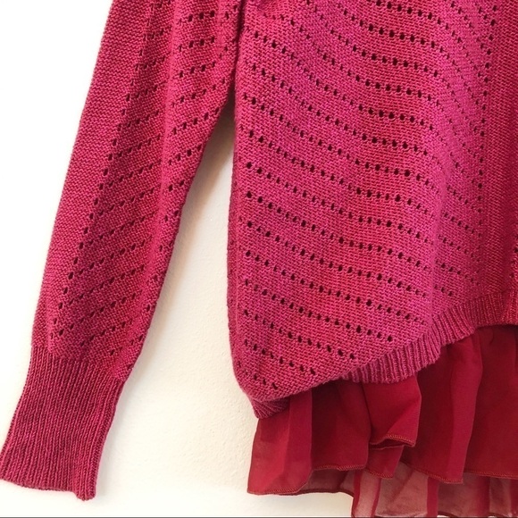 PRANA NWT Ellery Ruffle Hem Knit Pullover Sweater Size Small in Plum Red - Picture 7 of 12